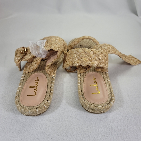 Lulus UTELLA Natural Espadrille Ankle Strap Flat Sandal Sz 9 - Picture 8 of 15